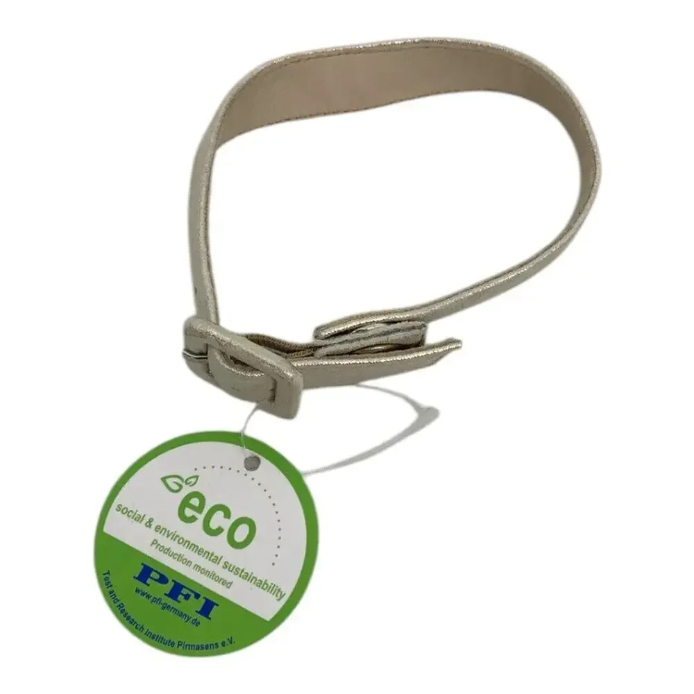 Champagne Metallic Faux Leather Adjustable Pet Collar Size Small NWT